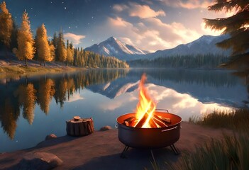 Wall Mural - fire on the mountains