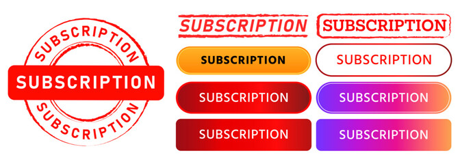 Poster - subscription circle rectangle stamp and button web internet for promotion online register