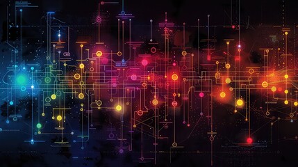 Wall Mural - Technology Network Background, Generative AI	