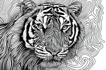 Wall Mural - bold line art Tiger