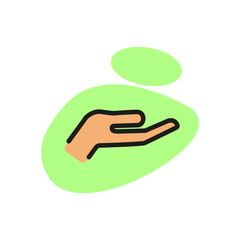 Wall Mural - Line icon of open hand gesture. Support, helping hand, donation. Gesture concept. Can be used for web design, network icons and pictograms