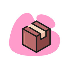 Poster - Line icon of package. Cardboard box, parcel, cargo. Delivery concept. Can be used for topics like marketing, post service, logistics