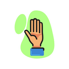 Poster - Line icon of stop sign. Attention, friendship, greeting. Gesture concept. Can be used for topics like communication, hand signs, body parts