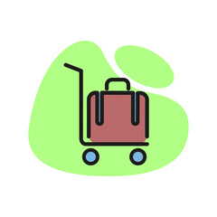 Canvas Print - Line icon of luggage on cart. Porter, tourist, luggage. Transportation concept. Can be used for topics like business trip, travel, tourism