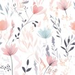 Pastel abstract  floral flowers pattern on white background, wallpaper
