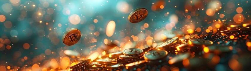 3D-rendered physical digital currency, floating above tech surface, dynamic lighting, angled, octane render