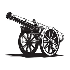 Vintage cannon, isolated on white background. Vector illustration