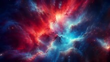 A Red And Blue Galaxy With Stars. Seamless Looping 4K Virtual Video Animation Background