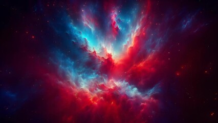 Wall Mural - a red and blue galaxy with stars. seamless looping 4K virtual video animation background