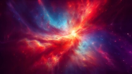 Wall Mural - a red and blue galaxy with stars. seamless looping 4K virtual video animation background