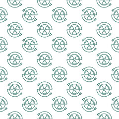 Poster - Radiation sign with Plugs vector seamless pattern in thin line style