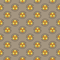 Poster - Radiation sign and Plugs vector colored seamless pattern