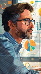 Poster - business consultant analyzing data and offering strategic advice for efficiency improvements