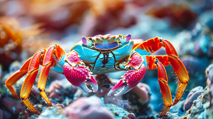 Wall Mural - Close Up of Crab on Coral