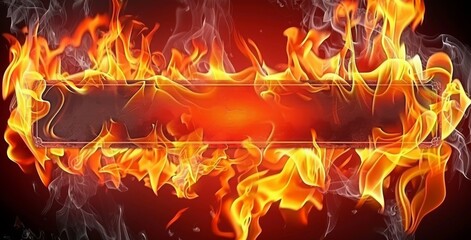 Poster - An Abstract Fiery Frame Radiates Intense Heat and Energy, Creating a Striking Contrast Against the Pitch-Black Backdrop, Generative AI