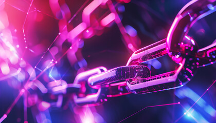 Illustration Blockchain Technology Network concept used in business crypto banking encryption concept banner design. Generative AI