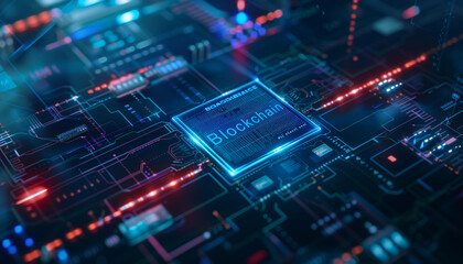 Illustration Blockchain Technology Network concept used in business crypto banking encryption concept banner design. Generative AI