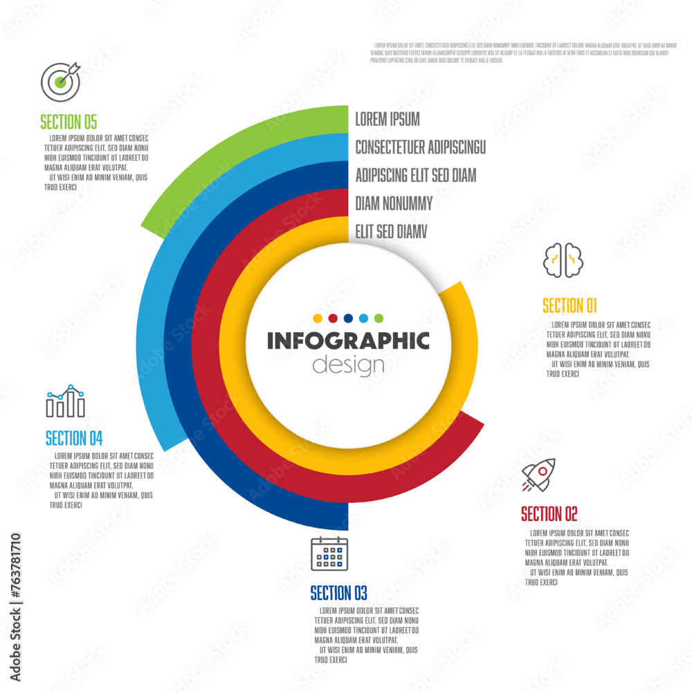 Vector infographic circle. Template diagrame for presentation 5 step ...