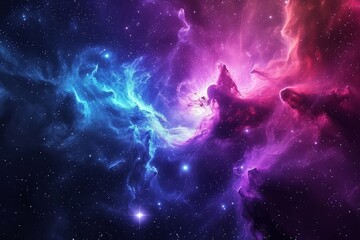 Wall Mural - panorama colorful background with nebula galaxy space. generative ai
