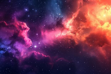 Wall Mural - panorama colorful background with nebula galaxy space. generative ai