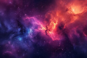Wall Mural - panorama colorful background with nebula galaxy space. generative ai