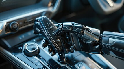 Poster - The hand of an artificial intelligence robot is in a car, driving the car instead of a human.
