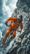 Capture the adrenaline rush of extreme sports in a dynamic panoramic image Show a bold athlete in action against a breathtaking backdrop, invoking a sense of excitement and adventure Perfect for outdo