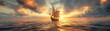Immerse viewers into the mystical world of Norse legends with a dynamic rear view image showcasing a Viking ship sailing towards the horizon Capture the essence of adventure and ancient myths in a bol