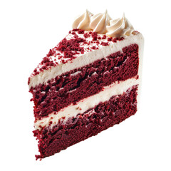 Red velvet cake slice isolated on transparent background