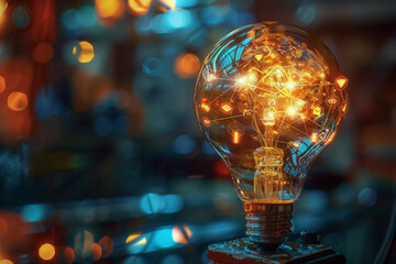 Poster - Futuristic Light Bulb with Integrated Circuitry Concept