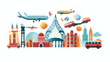 Fototapeta Fototapeta Londyn - Travel icon on white background flat vector 