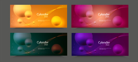 set of luxury 3d modern abstract colorful banner background templates