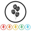 We will miss you balloons icon. Set icons in color circle buttons