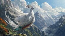 Caspian Snowcock. Mountain Background