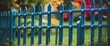 A blue metal picket fence on the side of the garden from Generative AI