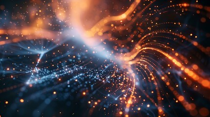 Wall Mural - mesmerizing abstract technology background. sparkling particles creating futuristic waves. ideal for