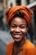 black woman, portrait smile and love in city for freedom, happiness or romantic travel lifestyle