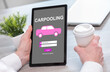 Carpooling concept on a tablet