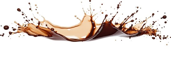 Poster - A careless gesture caused a splash of coffee on the white background, staining the arm and hand. The eyecatching contrast highlighted the dark liquid against the pristine surface