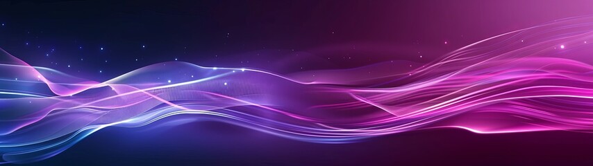 Wall Mural - A picture of a violet and blue gradient of flow and liquid with shiny small particles and sparkes, AI Generated.