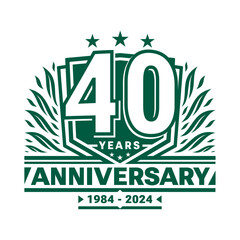 40 years anniversary celebration shield design template. 40th anniversary logo. Vector and illustration.