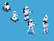 © Creativa Images - Robots evolution 3d isometric