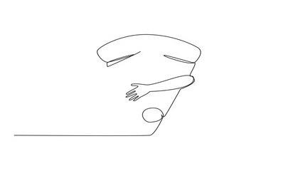 Poster - Animated self drawing of single continuous line drawing of hands hugging pizza slice. One slice of pizza contains up to 700 calories. Excess calories are not good. Full length single line animation