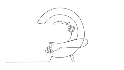 Poster - Animation of one line drawing of single one line drawing of hands hugging arrow target. Concentration and focus on business goal. Smart and focused on business targets, success. Full length motion