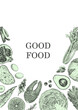 Healthy Food. Hand-drawn illustration of Food. Ink. Vector	