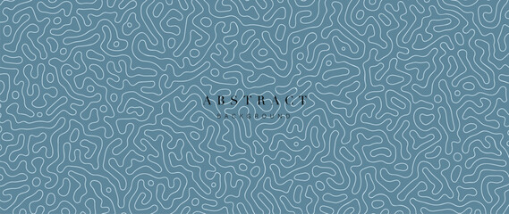 Wall Mural - abstract line art blue background vector. hand drawn doodle wallpaper with blue and white lines text