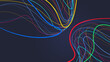 Multicolor visualization edge curve movement abstract background
