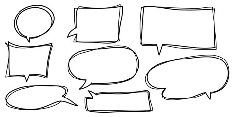 Poster - Speech bubbles comic on doodle set. isolated on white background. vector illustration