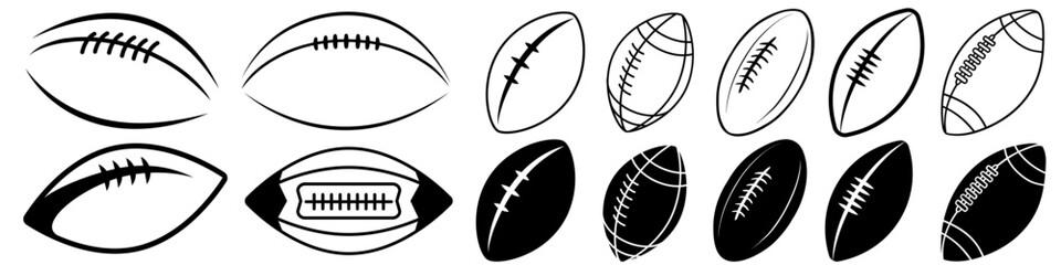Wall Mural - Football icon vector set. American football ball illustration sign collection. American football symbol. Sport logo.