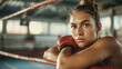 Fighter's Repose: A Female Boxer's Calm After the Storm